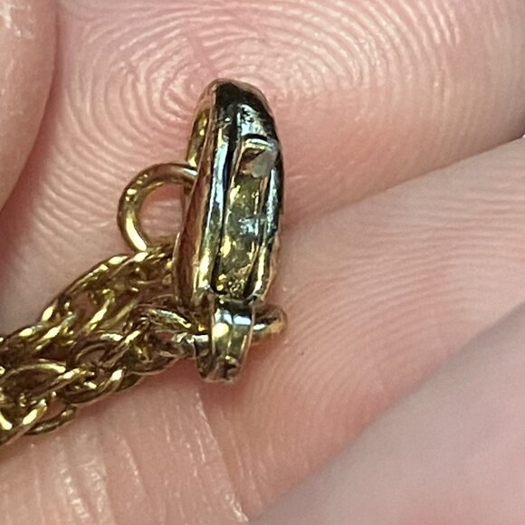 Vintage Signed MFA Gold Tone Basket & Hinged Fish Charm Necklace Cottagecore - Picture 13 of 13